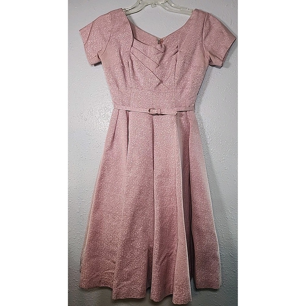 Vintage 1950s‎ Pink Taffeta Dress Handmade Small